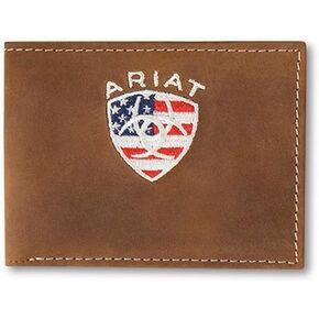 ARIAT BIFOLD WALLET AMERICAN FLAG EMBROIDERED AGED BARK