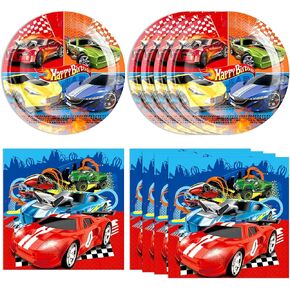 40 Pieces Cars Birthday Party Decorations Racing Car Party Decorations Hot Car Tableware Set Racing Car Plates Napkins Party Supplies Kit for Kids Boys Racing Birthday Decorations
