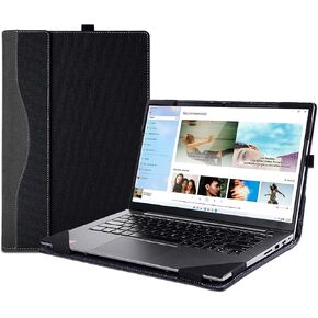 Case Cover for 14 inch 2-in-1 Laptop Lenovo Yoga 7i 7 14ARP8 14IRL8 14ARB7 14IAL7,PU Leather Bag Notebook Protective Shell Sleeve with Pen Holder (Dark Grey)