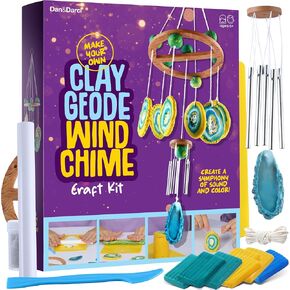Dan & Darci DIY Clay Geode Wind Chime Kit For Kids - Crafts for Girls Ages 8-12 - 6 7 8 9 9 10 Ageens Girl Hilmts - Gift Ideas - Kid Art Kits Toys for boys age 8-10