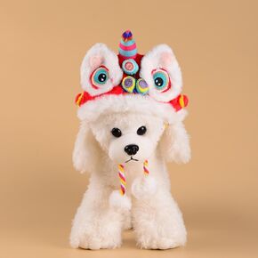 Pet New Year Tiger Hat Lion Dance Hat for Cats and Small Medium Dogs (M, A)