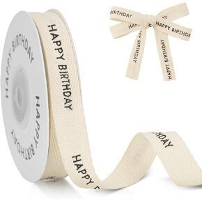 KINGLAKE Thank You Ribbon 5/8" x 10 Yards Twill Tape Herringbone Cotton Ribbons for Crafts Teacher Ribbon for Gift Wrapping Mothers Day Thanksgiving Day Bouquet and DIY