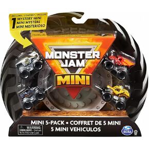 Monster Jam Mini, Official Mini Collectible Monster Trucks; 1:87 Scale 5-Pack Includes 1 Mystery Truck