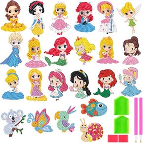 Yrmysrx 5D Diamond Art Paint Kits for Kids DIY Diamonds Mosaic Stickers Paint by Numbers Arts and Crafts Kits for Boys Children Adult Beginners Princess