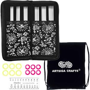 ChiaoGoo Twist Red Lace 6-Inch 6600 DPN Double Pointed Sock Knitting Needle Set, Sizes US 0, 1, 1.5, 2, 2.5, 3, Stainless Steel, Stitch Markers, Needle Gauge with Project Bag