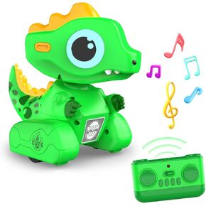 Remote Control Robot Dinosaur Toys, Dinosaur Toys for Kids, Robot Toy with LED Light Eyes, Auto-Demo, Recording, Repeat, 360 Degree Rotation, Singing for Girls&Boys Age 3 Years and Up, Pink
