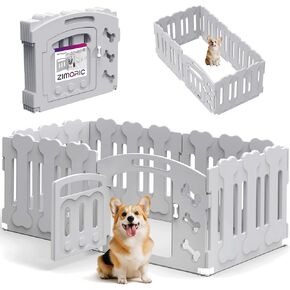 Dog Playpen, Puppy Playpen for Small Dogs, Indoor Dog Play Pen with Door & Lockable Gate, Foldable Portable Pet Fence, Easy to Assemble