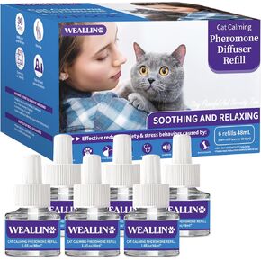 6 حزمة CAT CAT DOFFUSER DIFFUSER - CAT PHEROMONES HOMAGER DOFFUSER تعيد ملء القلق والتوتر لمدة 6 أشهر ، إعادة صياغة الناشر في الفيرومون (يناسب جميع رؤوس الناشر الشائعة)