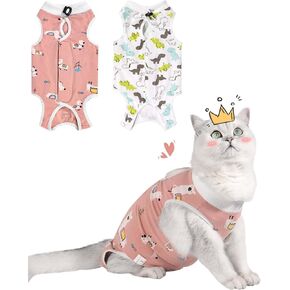 2 حزمة CAT SPAY Recovery Suit Female ، tremable Cat Onesie للقطط بعد الجراحة الإناث ، بدلة استرداد جراحة القطط للبطن لجروح البطن