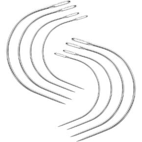 JIYIN Curved Sewing Needles, 8 PCS 4 Sizes Curved Leather Hand Sewing Needles C Sewing Needles Heavy Duty Curved Leather Needles for Leather Projects Carpet or Canvas Wig Making(2/2.5/3/3.5 Inch)