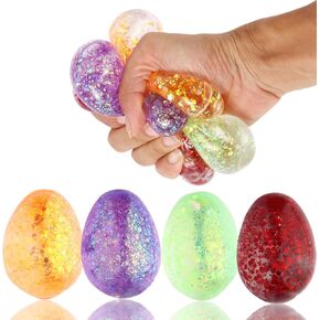 4 Pack Easter Egg Stress Balls Fidget Toys for Kids Boys Girls Easter Basket Stuffers Gifts