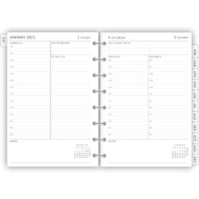 newestor 2025 Daily Planner Refills for 8-Disc Junior Size Planners - Daily Schedule & To Do List, Monthly Tabs, 8-Disc Punches, 5.5"x8.5"