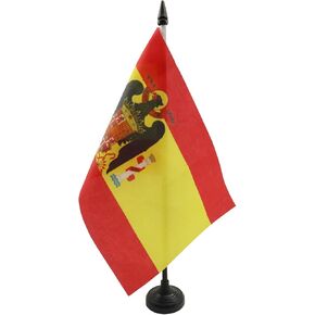 Spain under Franco 1945-1977 Table Flag 5'' x 8'' - Francoist Spanish Desk Flag 21 x 14 cm - Black plastic stick and base - AZ FLAG