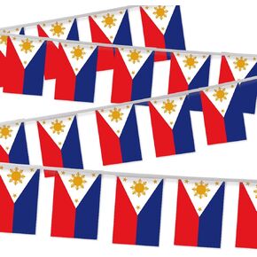 32 قدم الفلبين الراية العلم الصغير الرايات ، 30 PCS Mini String Banner Stripes Filipino Decor Rectangle لعطلة مطعم Home Party School