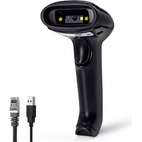 Alacrity 1D 2D QR USB Barcode Scanner Wired Handheld Barcode Reader Plug and Play Compatible with Windows Mac Android Linux for Warehouse Library Supermarket …
