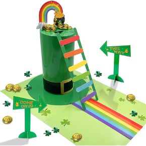 Uniticber DIY Leprechaun Trap Kit St Patrick's Day Craft Set Saint Patricks Party Supplies Catch a Leprechaun Rainbow Irish Themed Kids Activity Funny Leprechaun Trap Kit Supplies Toys Crafts Gift