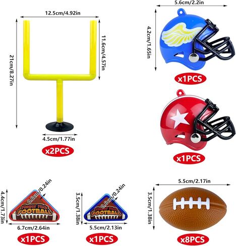 14 PCS Football Party Supplies Set with Goal Post Topper Mini Footballs and Mini Helmet Perfect for Game Day and Football Themed Birthday Parties in Saudi Arabia