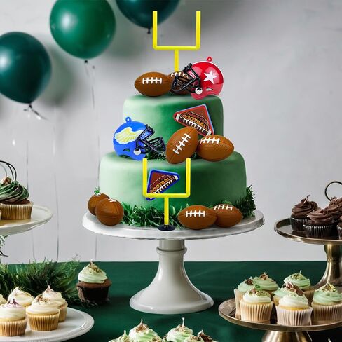 14 PCS Football Party Supplies Set with Goal Post Topper Mini Footballs and Mini Helmet Perfect for Game Day and Football Themed Birthday Parties in Saudi Arabia