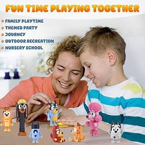 12 PCS Wolfs-Bluey Family&Friend playset Action Figures Pack, Wolves-Bluey Action Collectible Figurines for Birthday Cake Topper or Gift in Saudi Arabia