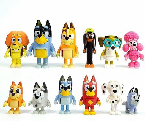 12 PCS Wolfs-Bluey Family&Friend playset Action Figures Pack, Wolves-Bluey Action Collectible Figurines for Birthday Cake Topper or Gift in Saudi Arabia