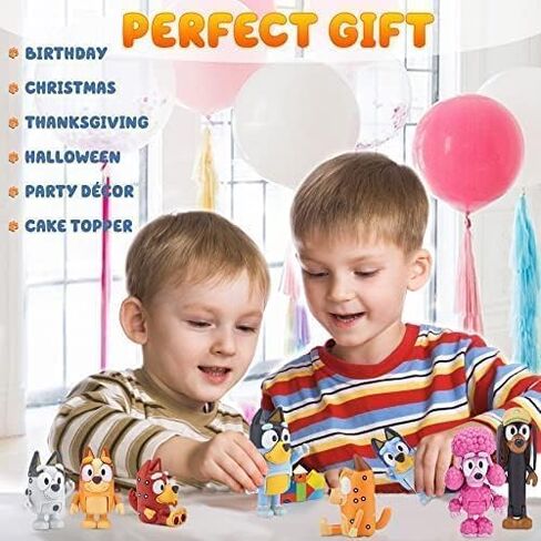12 PCS Wolfs-Bluey Family&Friend playset Action Figures Pack, Wolves-Bluey Action Collectible Figurines for Birthday Cake Topper or Gift in Saudi Arabia