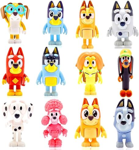 12 PCS Wolfs-Bluey Family&Friend playset Action Figures Pack, Wolves-Bluey Action Collectible Figurines for Birthday Cake Topper or Gift in Saudi Arabia