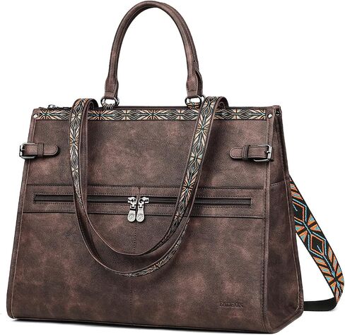 FADEON Laptop Bag for Women Designer PU Leather Large Tote Bags Packpack Purses with 15.6 Laptop Compartment Shoulder Handbag in Kuwait