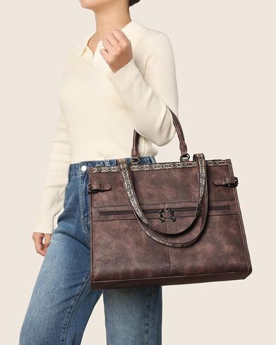 FADEON Laptop Bag for Women Designer PU Leather Large Tote Bags Packpack Purses with 15.6 Laptop Compartment Shoulder Handbag in Kuwait