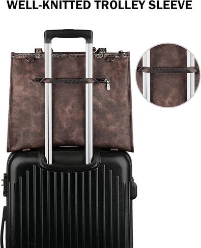 FADEON Laptop Bag for Women Designer PU Leather Large Tote Bags Packpack Purses with 15.6 Laptop Compartment Shoulder Handbag in Kuwait
