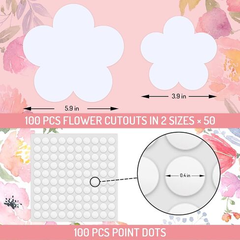 100Pcs Floral Shaped Paper Cutouts White Flower Blank Cut-Outs Boho Classroom Bulletin Board Accent Party Supplies DIY Banner Crafts in Saudi Arabia