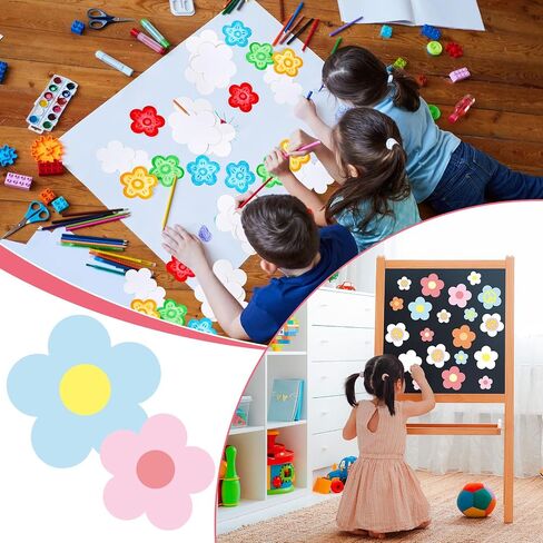 100Pcs Floral Shaped Paper Cutouts White Flower Blank Cut-Outs Boho Classroom Bulletin Board Accent Party Supplies DIY Banner Crafts in Saudi Arabia