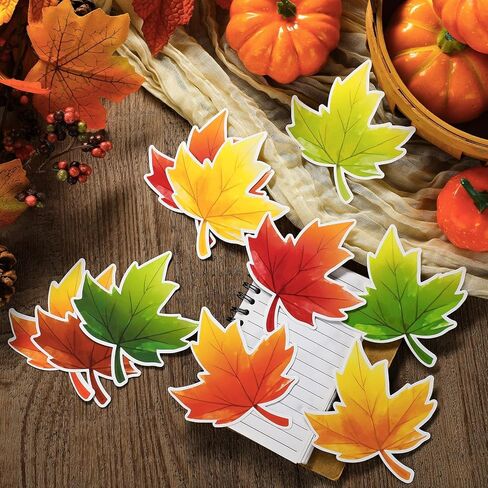 Geyee 108 Pcs Leaf Cutouts Paper Fall Maple Leaves Cut Outs Watercolor Classroom Bulletin Board Decorations Autumn Die Cut for Teachers Kids DIY Craft in Kuwait