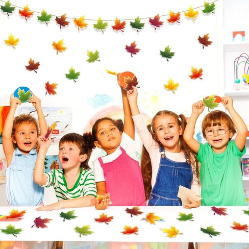 Geyee 108 Pcs Leaf Cutouts Paper Fall Maple Leaves Cut Outs Watercolor Classroom Bulletin Board Decorations Autumn Die Cut for Teachers Kids DIY Craft in Kuwait