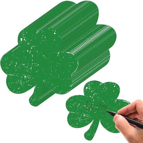 72 PCS St. Patrick's Day Shamrocks Crapouts Shamrocks Cutts 6 inch Clover Green Clover Cuts for Irish St. Patrick's Day Party ، مشاريع الحرف المدرسية للأطفال ، زخارف لوحة الإعلانات in Saudi Arabia