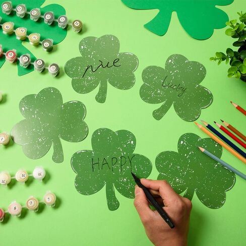 72 PCS St. Patrick's Day Shamrocks Crapouts Shamrocks Cutts 6 inch Clover Green Clover Cuts for Irish St. Patrick's Day Party ، مشاريع الحرف المدرسية للأطفال ، زخارف لوحة الإعلانات in Saudi Arabia