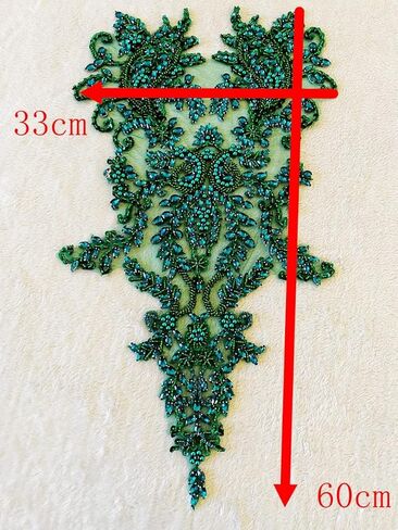 Handmade Rhinestones lace Appliques sew on Beads Trim Patches for Dress Clothing Accessories (Red) in Saudi Arabia
