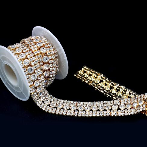 1 ياردة تاسيل راينستون هامش تقليم ، سلسلة من سلسلة Crystal Close Chain لزينة DIY خياطة الحرف الزفاف الحفلات ملحقات ملابس الحفلات in Kuwait