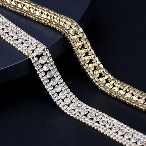 1 ياردة تاسيل راينستون هامش تقليم ، سلسلة من سلسلة Crystal Close Chain لزينة DIY خياطة الحرف الزفاف الحفلات ملحقات ملابس الحفلات in Kuwait