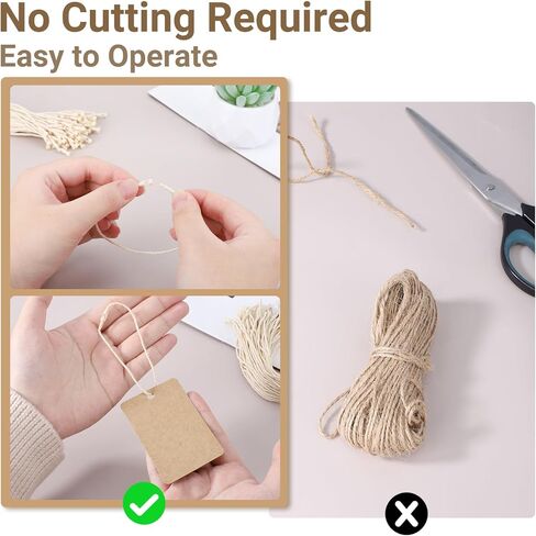 EUSOAR Price Tags with String，200 Pcs 1.9"x3.1" Brown Sale Price Gift Tags with String Attached, Rectangular Blank Kraft Paper Marking Tags for Birthday Party Gift Wrapping Wedding Holiday Favor in Kuwait