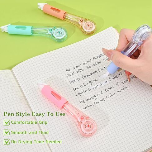 8 Pcs White Out Tape Pens, Aesthetic Correction Whiteout Tape, Comfortable Pen Shaped for Instant Corrections, Easy to Use Applicator for School Office Supplies, 6M/256" X 0.2" (Multicolor) in Kuwait