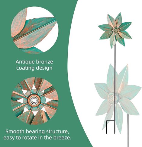 DREAMYSOUL Pinwheels for Yard and Garden, 38 Inches Metal Kinetic Wind Spinner for Outdoor Garden Patio Yard Decor in Kuwait