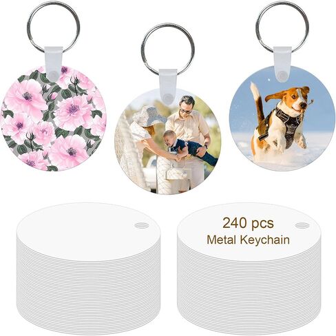 240 Pcs metal Sublimation Keychain Blanks Bulk,Sublimation Ornament Blanks,Double Sided Sublimation Blanks Keychain in Kuwait