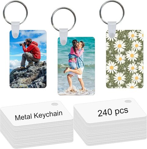 240 Pcs metal Sublimation Keychain Blanks Bulk,Sublimation Ornament Blanks,Double Sided Sublimation Blanks Keychain in Kuwait