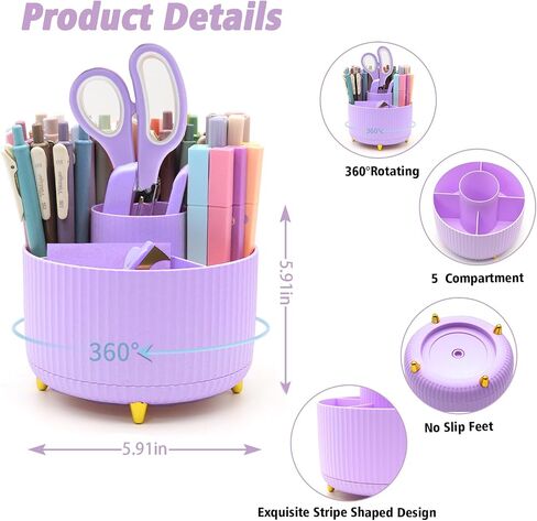 Pink Desk Accessories, UPIHO Rotating Pen Holder Set,Pink Office Supplies with Pink Stapler and Tape Dispenser Set, Gifts for Office Clerks,Student in Saudi Arabia