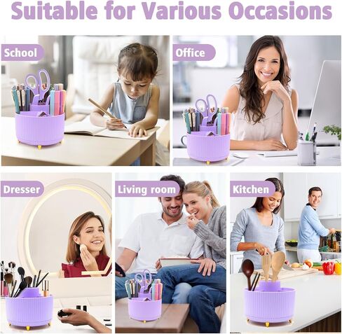 Pink Desk Accessories, UPIHO Rotating Pen Holder Set,Pink Office Supplies with Pink Stapler and Tape Dispenser Set, Gifts for Office Clerks,Student in Saudi Arabia