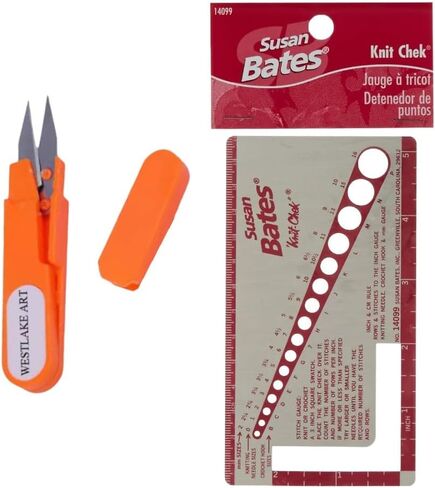 westlake art Knit-Chek 14099, Sliding Ruler for Knitting, 3x5.5 Inch, Bundled with Embroidery Scissors, Sewing Rulers & Gauge, Measuring Tool, Versatile Knitting Ruler, Compact [Pack of 1] in Saudi Arabia