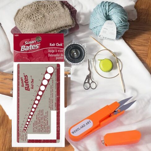 westlake art Knit-Chek 14099, Sliding Ruler for Knitting, 3x5.5 Inch, Bundled with Embroidery Scissors, Sewing Rulers & Gauge, Measuring Tool, Versatile Knitting Ruler, Compact [Pack of 1] in Saudi Arabia