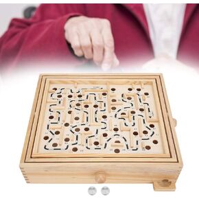 Wooden Maze Ball Large, Wooden Labyrinth Maze Game Educational Games Puzzle Toy Table Tilting Balance Board with for Dementia Adults Children Large Marbles Company Junior