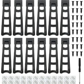 12 Pieces Plastic Photo Frame Easel Back Easel Back Adhesive Picture Easel Back Support with 24 Screws 12 Stickers and Screwdriver for Photo Picture and Frame Supplies 7.48Inch (Black, Extra Large)