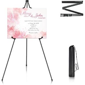 Easel Stand for Sign & Wedding - 63" Adjustable Metal Floor Easels with Storage Bag - Lightweight Display Holder for Arts & Crafts - Collapsible Tripod Design